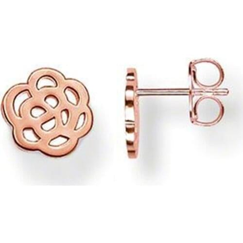 Rose Gold Color Flower Shape Ear Studs Earrings, Fashion Bijoux Thomas Style Glam Earring Ts Jewelry Soul Earings Gift for Women