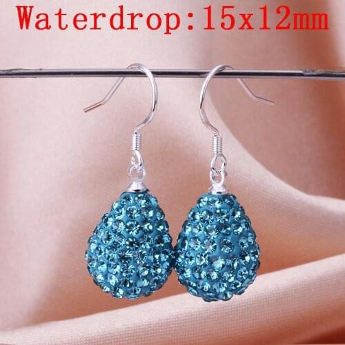 Mixed Color Fashion Jewelry Crystal Waterdrop 15x12mm White Drop Earrings for Women Gift Various Colors Female