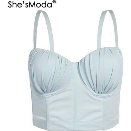 ShesModa Ins Folds New Macarone Corset Womens Bra Bustier Night Club Party Cropped Top Vest Plus Size