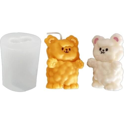 Silicone Molds For Puff Bear Candle Animal Shape Lovly Bear Scented Candle Mould Handmade Soap Mold Korean Style