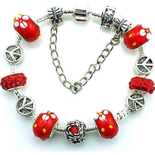 Brand New Design Personality Red Rhinestone Beads Infinity Charms For Men DIY Bracelets Bangles Luxury Jewelry