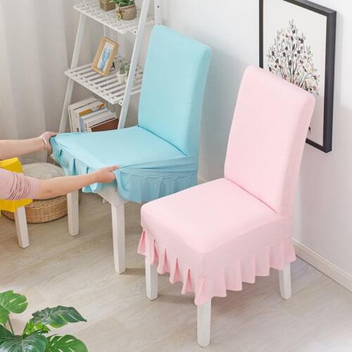 Wedding Spandex Chair Cover With Skirt All Around Half Style Lycra Stretch Elastic Hotel Party Home Decoration