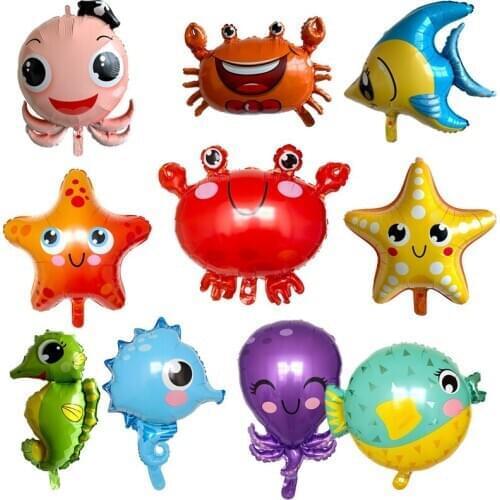 Ocean world decoration sea animal air ball holiday kids toy supplier cute fish octopus foil balloons birthday party