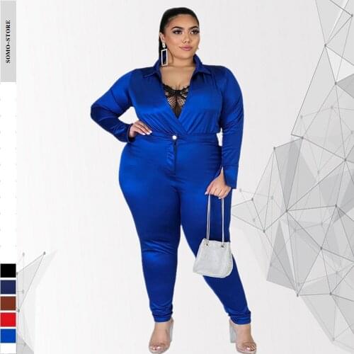 Plus Size Women Clothing Two Piece Set Long Sleeve Shirt and Pencil Pants Sets Office Elegant Outfits Wholesale Dropshipping