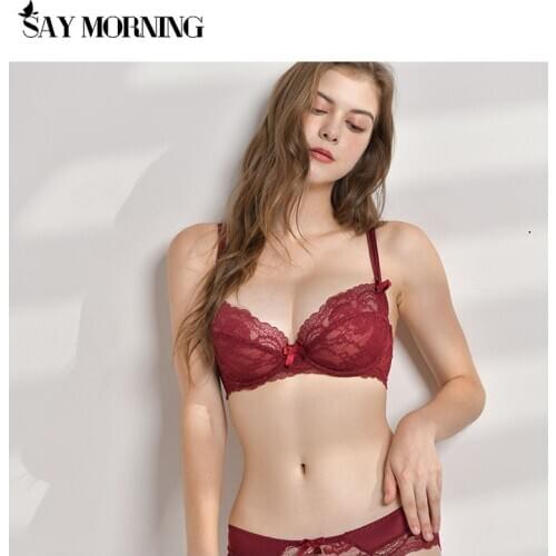 SAY MORNING Women Intimates Bra & Brief Sets Sexy Lingerie Ultra Thin Transparent Embroidery Breathable Lace Sexy Underwear