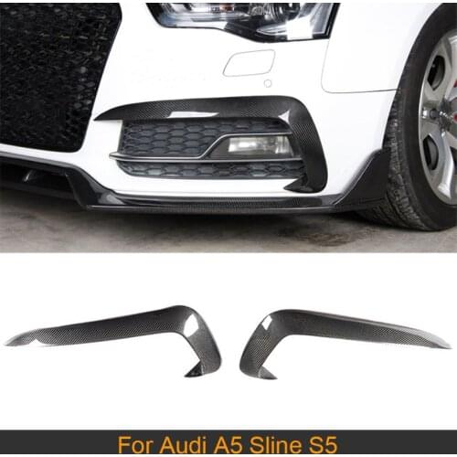 1 Pair Carbon Fiber Car Fog Light Lamp Canards Splitter Fins For Audi A5 Sline S5 2012-2016 Car Sticker Spoiler