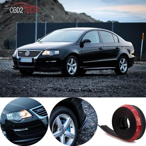 2.5M Carbon Fiber Anti Collision Rubber Body Kit Strip Car Front Lip Bumper Car Stickers 65mm Width Car Styling Protection Guard