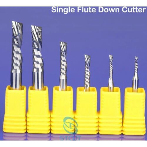 2pc 3AClass SHK 3.175/4mm single flute down-cut spiral endmill left hand cutting bit for plastic pvc acrylic MDF woodworking bit