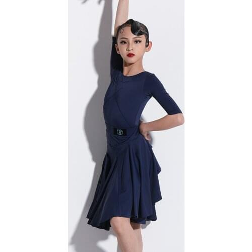 2021 Latin Competition Dress For Girls Half Sleeve Jumpsuit Skirt 2 Piece Suit Professional Rumba Tango Practice Costume DWY5718