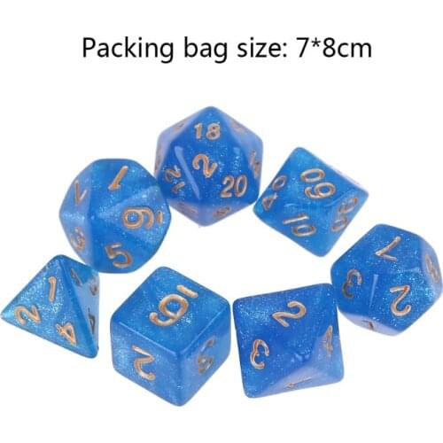 7pcs D20 Acrylic Polyhedral Dice Glitter Double Colors 20 Sided Dices Table Board Playing Game 03KA