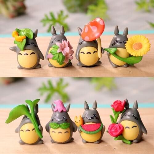 8 Pcs Totoro Ornaments Micro Landscape Plant Potted Decoration Chinchillas Doll Car Accessories