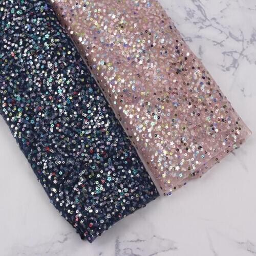 AHB 95*150cm 1pc Gauze Mesh Fabric Solid Star Floral Sequin Cloth Sheet DIY Dress Supplies Handmade Crafts Material Home Textile