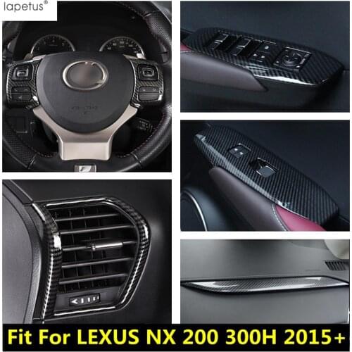 Carbon Fiber Accessories For LEXUS NX 200 300H 2015 - 2020 Armrest Window Lift Steering Wheel Gear Air AC Vent Outlet Cover Trim