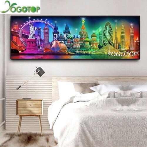 Large DIY Diamond Painting Full Display Handmade Mosaic Embroidery London Big Ben Statue Liberty Russian church Landscape YY2683