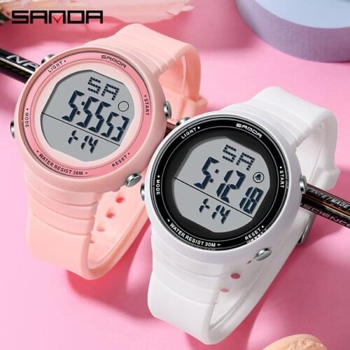 2021 New Fashion Women Digital LED Sports Watch Multifunctional Waterproof Ladies Pink Wrist-Watch Fit Girl Holiday Gift Watches
