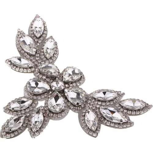 Beading Flower DIY Patches Glass Rhinestone Cloth Applique Wedding Accessories for Shoes Clothes Bags Backpacks Decoration