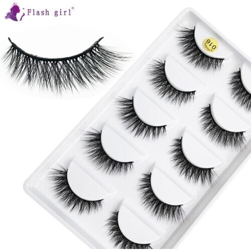 Flash girl New hot sale 016 5 pairs 100% handmade 3D mink natural long eyelashes