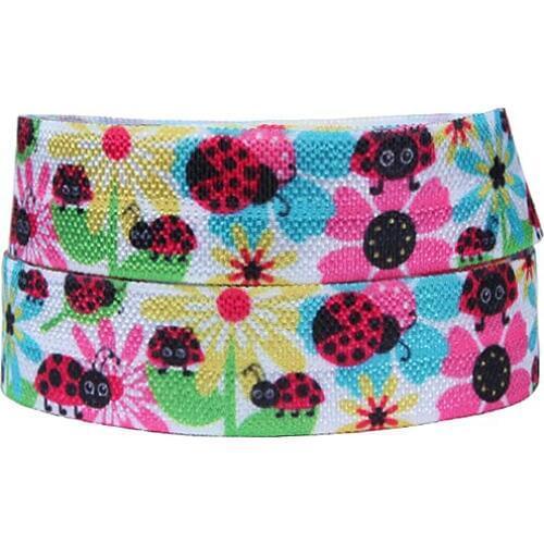 FLRA Elastic5/8 fold over elastic 100yards roll cute ladybug fold over elastic ribbon