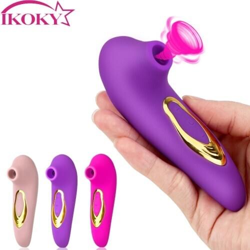 IKOKY Clit Sucker Vibrator Clitoris Vagina Stimulator Blowjob Tongue Vibrating Nipple Sucking Sex Oral Licking G-spot massage