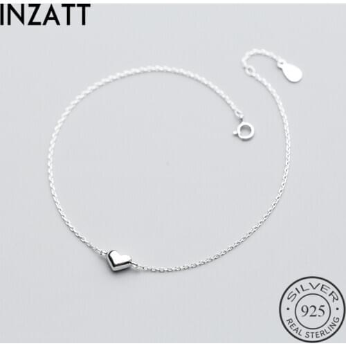 INZATT Real 925 Sterling Silver MInimalist Heart Bracelet For Charming Women Party Classic Fine Jewelry Cute Accessories Gift