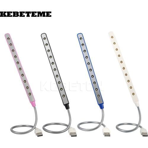 KEBETEME 2016 NEW Metal Material USB LED light lamp 10LEDs flexible variety of colors for Notebook Laptop PC Computer