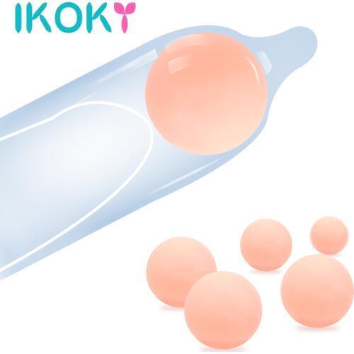 IKOKY Soft Head Attachment Penis Enlargement Penis Extender Beads Normal Condom Intimate Goods Reusable Ball Sex Toys for Men