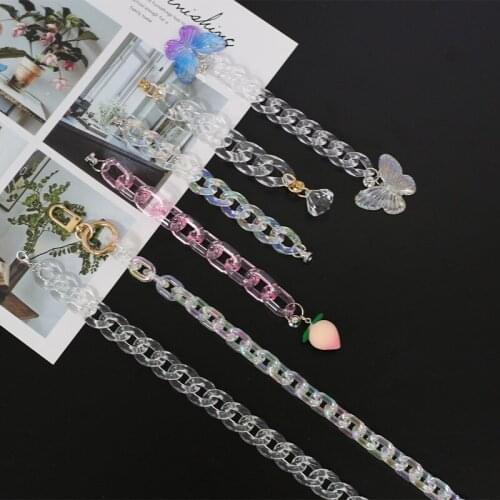 Korean Version of Diy Mobile Phone Shell Jewelry Bracelet Acrylic Color Bear Bracelet Mobile Phone Hanging Chain Clasp Bracelet