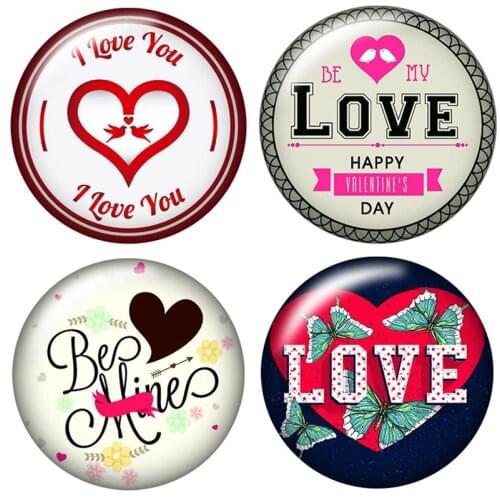 Valentines Day Love 10pcs mixed 12mm/16mm/18mm/25mm Round photo glass cabochon demo flat back Making findings ZB0457