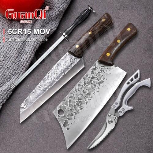 Kitchen Chef Knife Razor Sharp Slicing Knife Wood Handle Cleaver Chopping Knife Full Tang Cleaver Cutter Filleting Steak Knife