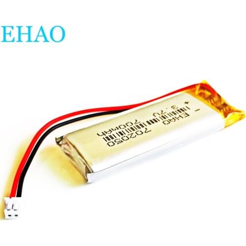 3.7V 700mAh 702050 Lithium Polymer LiPo Rechargeable Battery JST 1.5mm 2pin For Mp3 headphone PAD DVD E-book bluetooth camera