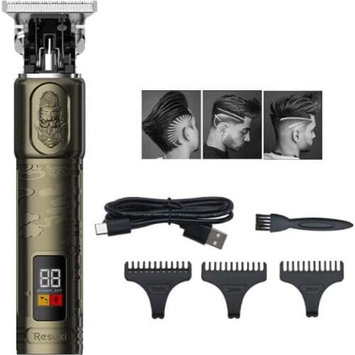 Washable hair trimmer USB rechargeable hair clipper haircut machine oilhead clipper white hair carving clipper beard trimmerLCD