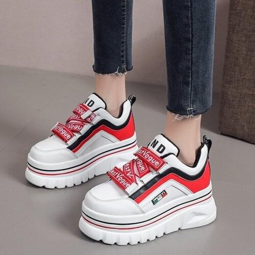Women Chunky Sneakers Vulcanize Shoes Ladies Brand Platform Sneakers Wedges Casual Shoes for Woman Leather Sports Dad Shoes 7cm