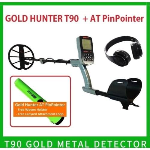 Gold Hunter T90 Full waterproof underground gold metal detector with wireless headphones and 12" Search Coil