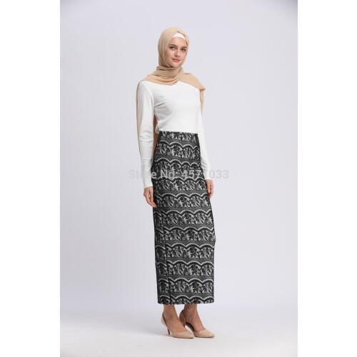 Fashion Womens Skirt Lace Zipper Long Skirt Elegant Modest Muslim Bottoms Ankle-Length Islamic Clothing Winter Free Shipping