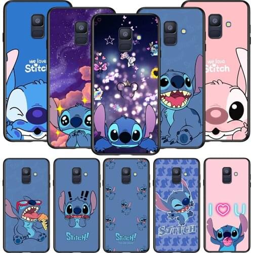 Stitch cute disney cartoon Soft TPU For Samsung Galaxy A8 A9 A7 A750 A6 A5 A3 A6S A8S Star Plus 2016 2017 2018 Black Phone Case