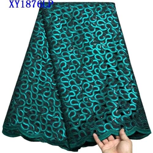 Newest Eco-friendly Handcut High Quality African lace fabric Swiss voile organza lace fabric with Full Sequin XY34005