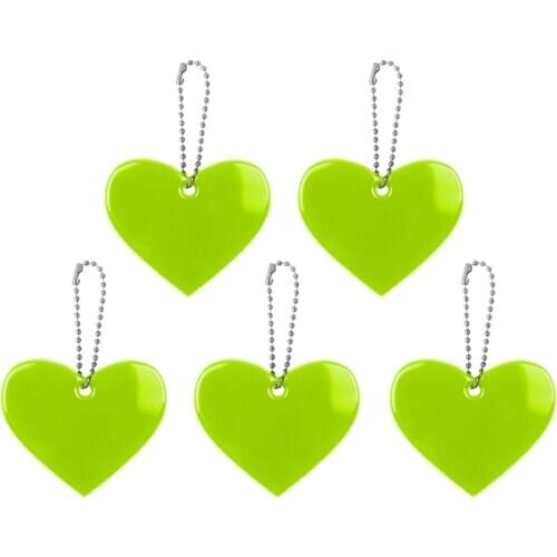 2021 New 5Pcs Heart Shape Reflective Keychain Bag Pendant Accessories Soft PVC Reflector
