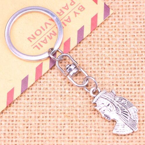 New Fashion Keychain 29*17 mm Egypt Cleopatra Pendants DIY Men Jewelry Car Key Chain Ring Holder Souvenir For Gift