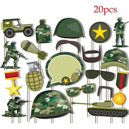 Photo Booth Camo Photobooth Birthday Photo Booth Props Kids Army Military Theme Party Decorations Boy Children Favors Gift