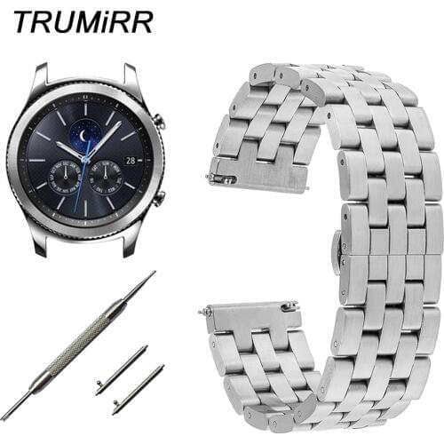 22mm Quick Release Watch Band for Samsung Gear S3 Classic Frontier Garmin Fenix Chronos Stainless Steel Strap Link Belt Bracelet