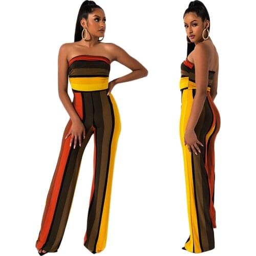SH7109 Wholesale Items Women 2 Piece Set Clothing 2021 Striped Print Womens Flare Pants Long Sleeve Women Two Piece Set