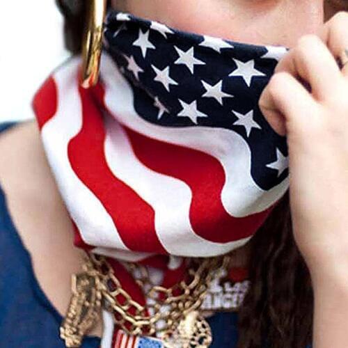 50x50CM Unisex Cotton Sport Pocket Square Scarf American Flag Stripes Star Print Headband Bandana Hip-Hop Wristband Hair Wrap