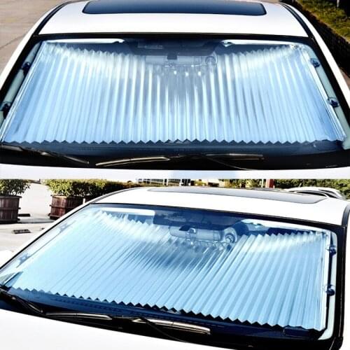 Auto window sun shade Thermal Curtain Tailorable Light Barrier Retractable Heat Insulation Sunshade Windshield With Suction Cup