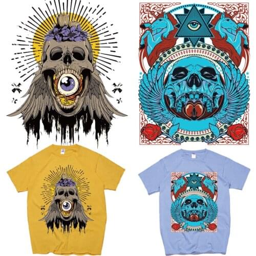 Iron-on Transfers for Clothing Patches on Clothes Thermo-stickers Applique Diy Patch Skull Flex Fusible Transfer Stripe on Jeans