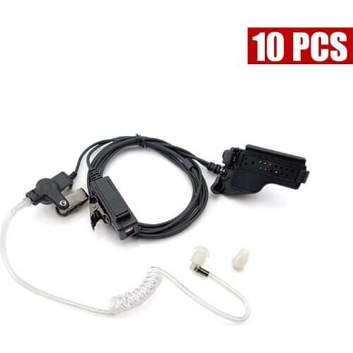 XQF 10PCS Covert Acoustic Tube Earpiece Headset Mic for Motorola Ht1000 Ht2000 Jt1000 Radio Security Door Supervisor