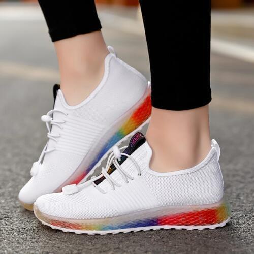 Bjakin Thick Bottom Woman Running Shoes Colorful Sole Breathable Mesh Sneakers Stylish Girl Outdoor Sport Athletic zapatillas 41