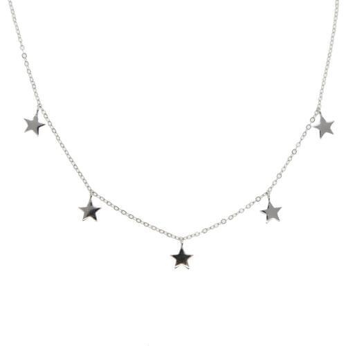 2019 Gold silver color 925 sterling silver high quality classic star drop charm chocker necklace for women