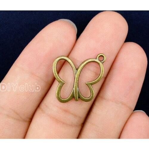100pcs- Antique Bronze Butterfly Charms Pendant 21x17mm