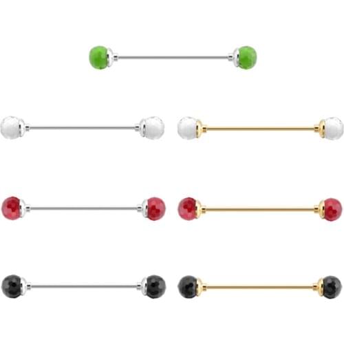 20pcs/lot Crystal Ball Tie Collar Bar Openable Angle Collar Pin Barbell Lapel Collar Pin Clip Mens Jewelry Accessory