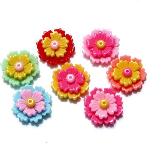 50Pcs Mixed Resin Flower Decoration Crafts Kawaii Beads Flatback Cabochon Embellishments For Scrapbooking DIY Accessories